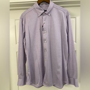 David Donahue Trim Fit Jacquard Fusión Button Down Shirt 16.5